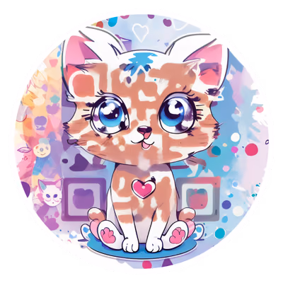 Kawaii Kitten Anime QR Code for Stickers — image 1