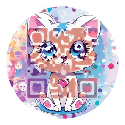 Kawaii Kitten Anime QR Code for Stickers