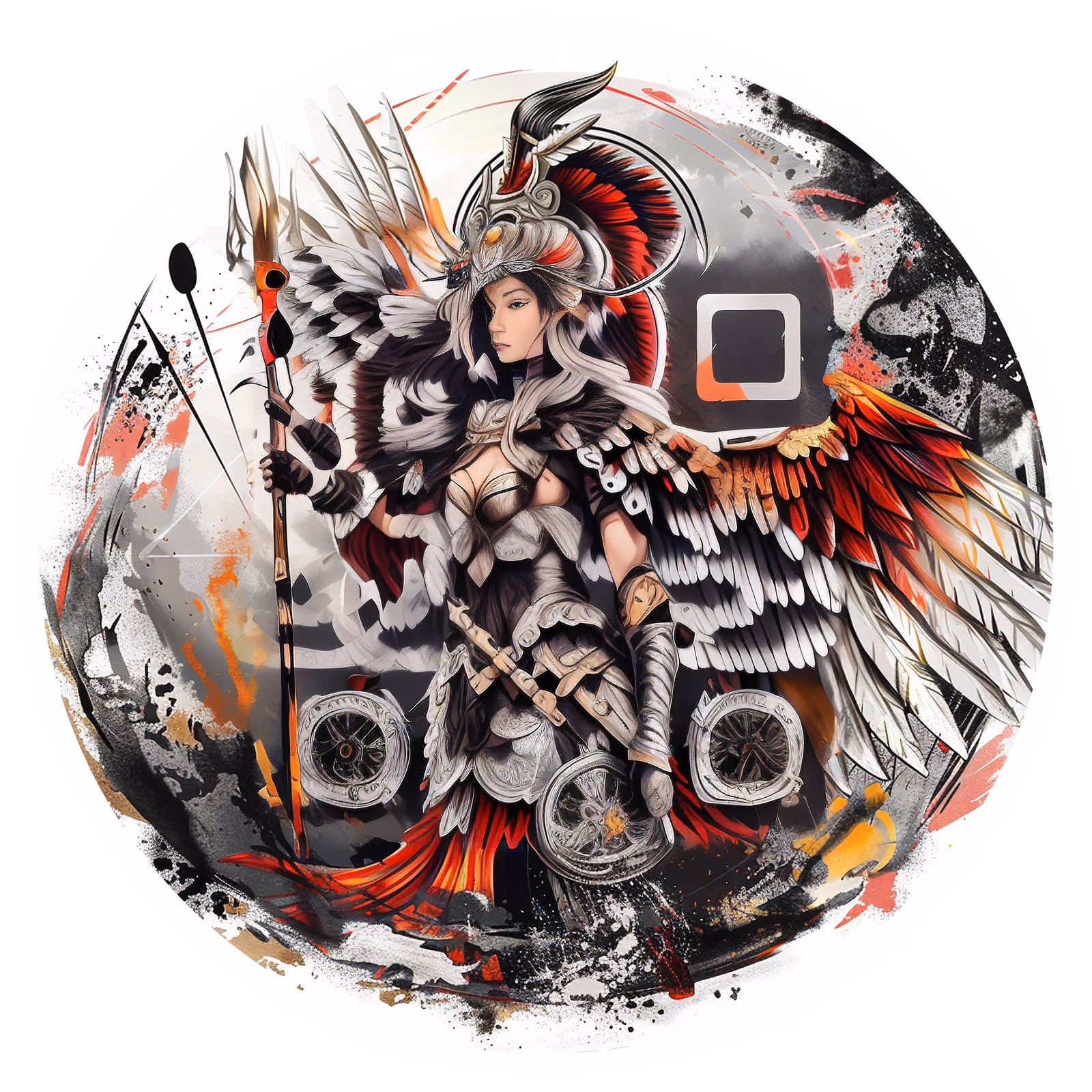 Крылатая валькирия-воительница: цифровой QR-код для стикеров — изображение 1