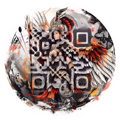 Крылатая валькирия-воительница: цифровой QR-код для стикеров — изображение 1