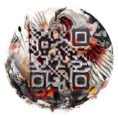 Winged Valkyrie Warrior Digital QR Code for Stickers