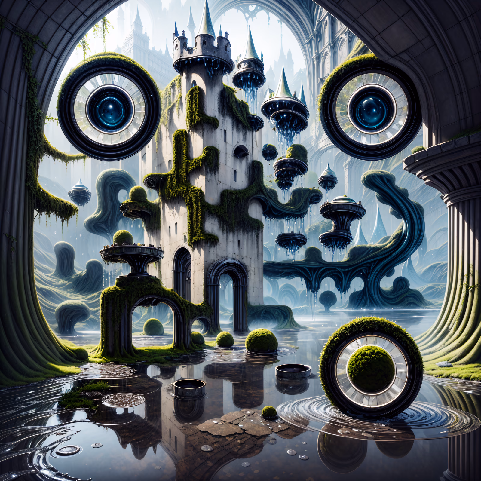 Overgrown Surreal Fortress Fantasy QR Code Art — image 1