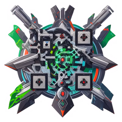 Sci-Fi Mech Emblem Vector QR Code for Stickers — image 1