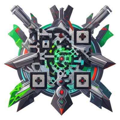 Sci-Fi Mech Emblem Vector QR Code for Stickers