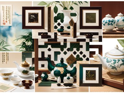 Tea Ceremony Paper Collage QR Code for Packaging