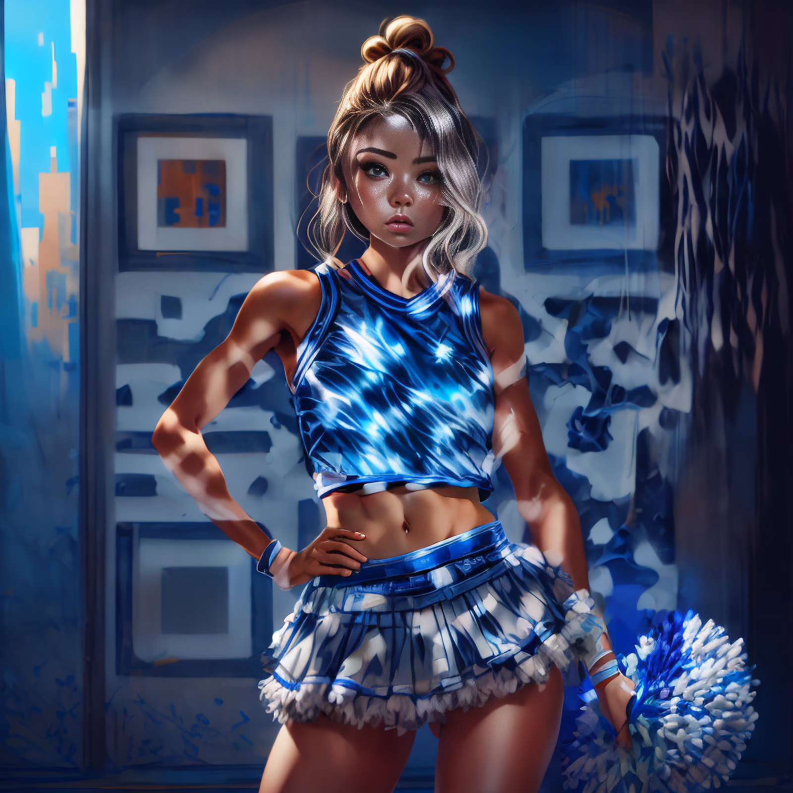 Cheerleader Woman Digital Painting QR Code for Posters — image 1