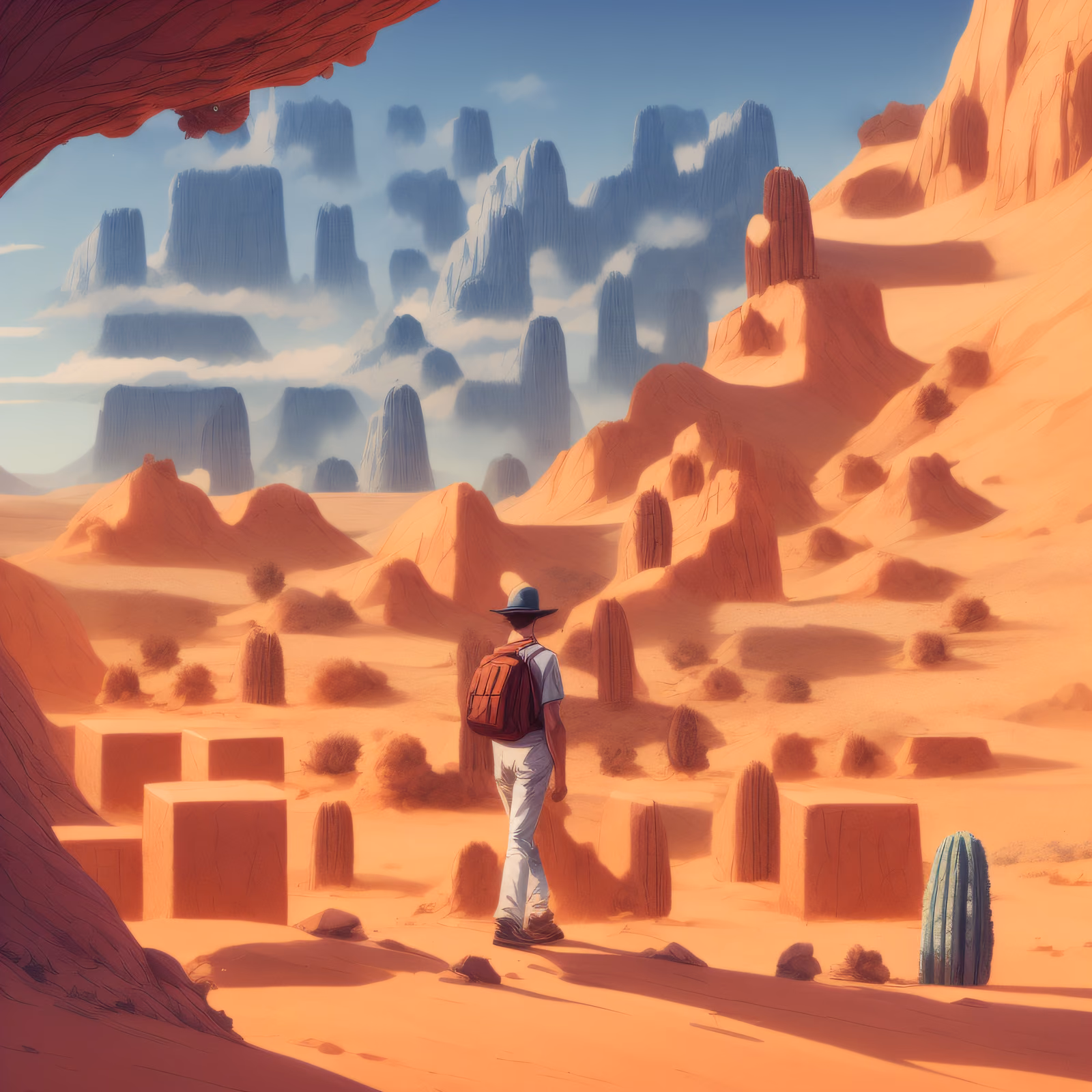 Desert Hiker Concept Art QR Code for Posters — image 1