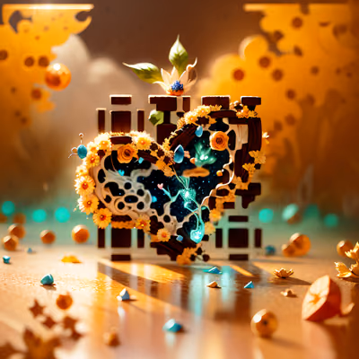 Floral Heart Starry Night 3D QR Code Art — image 1