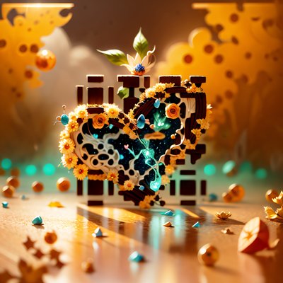 Floral Heart Starry Night 3D QR Code Art