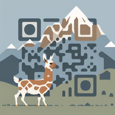Llama and Mountains Flat Vector QR Code Art