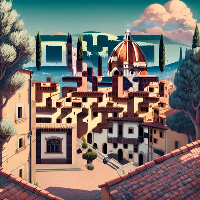 Florence Cathedral Rooftops Game Art QR Code for Posters — image 1