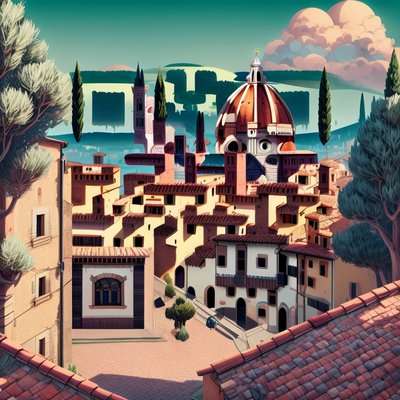 Florence Cathedral Rooftops Game Art QR Code for Posters