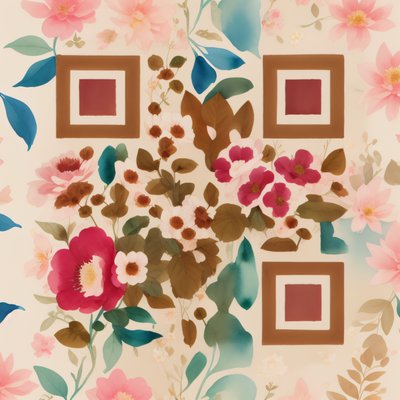 Pink Floral Watercolor Pattern QR Code Art