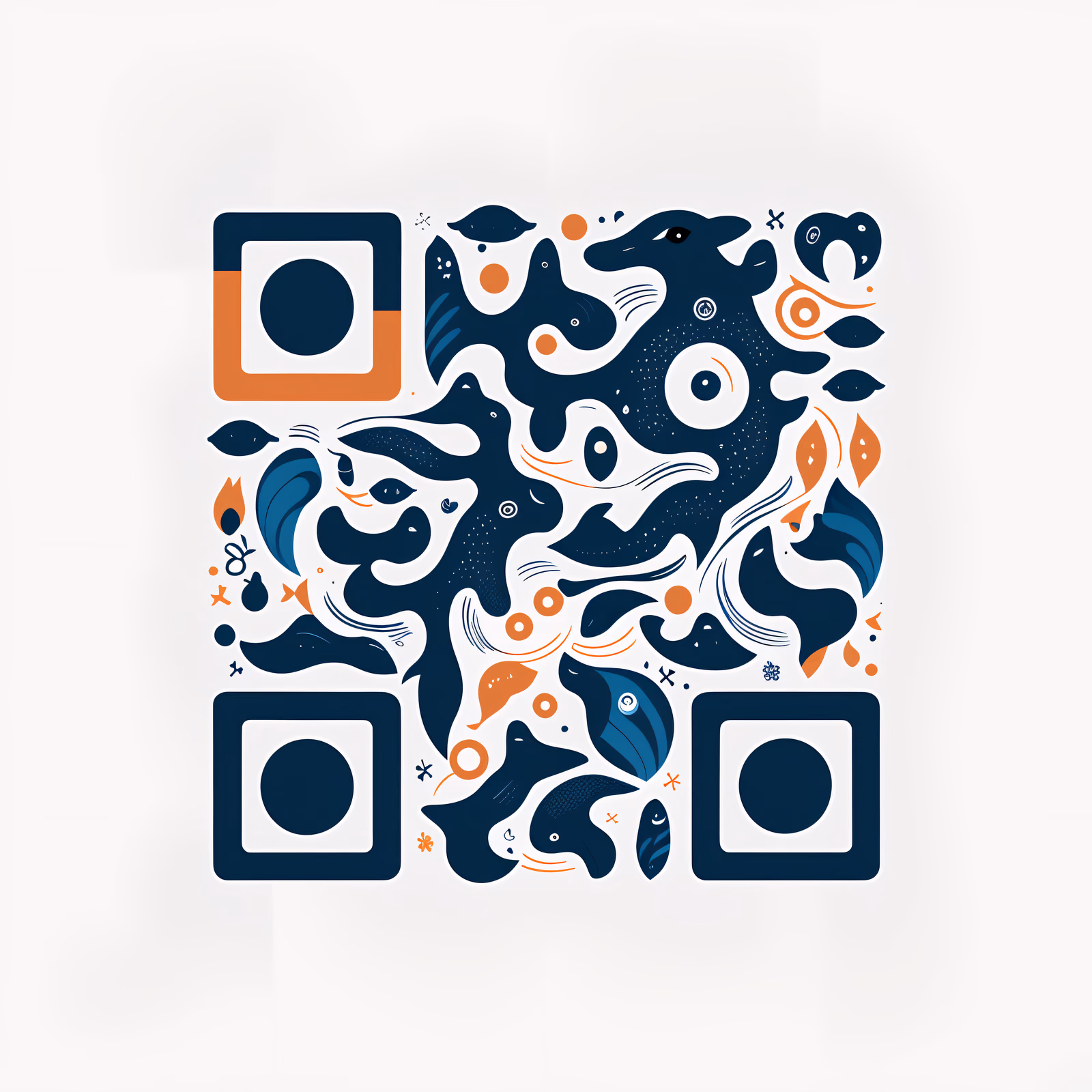 Abstract Whale Flat Vector QR Code for Posters — image 1