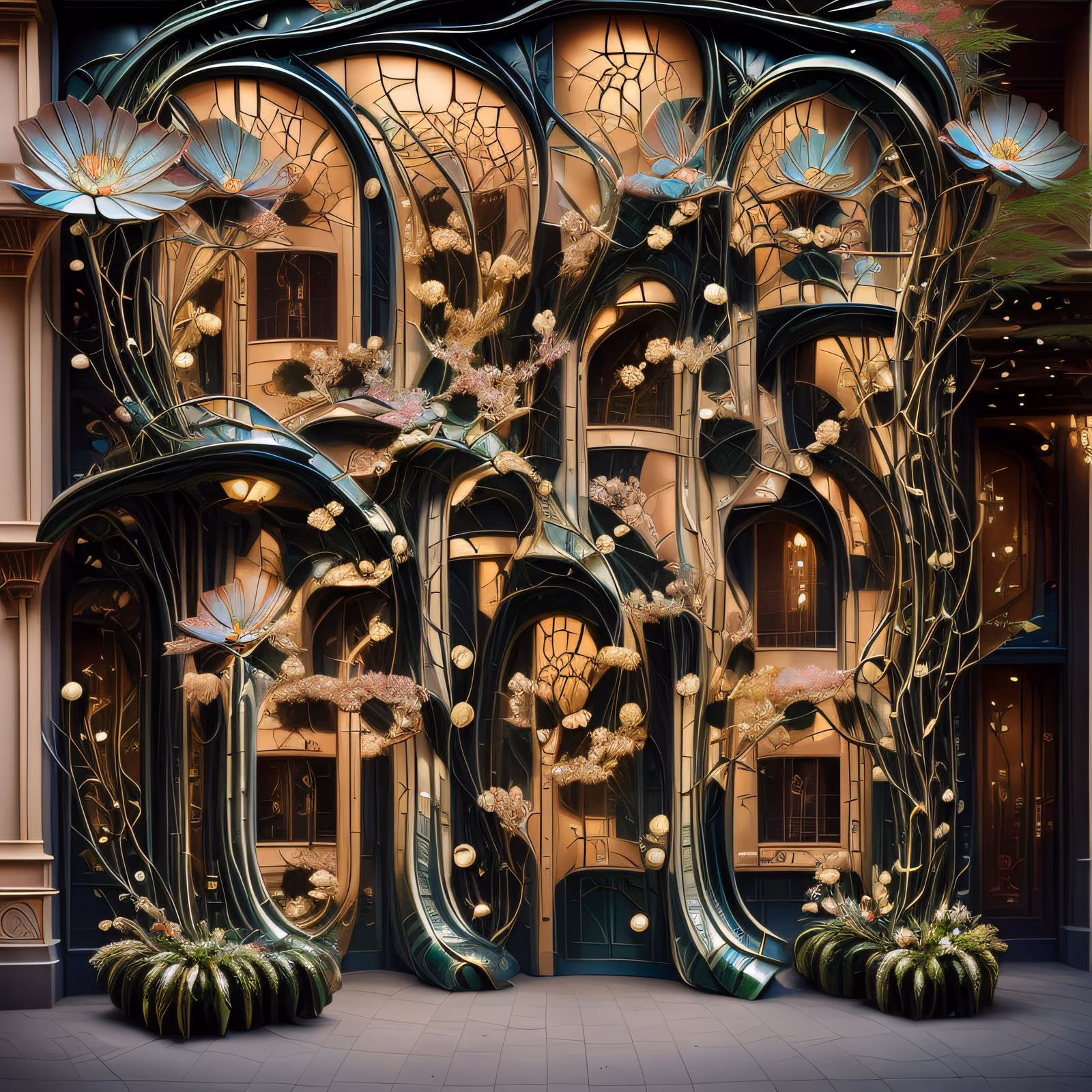 Art Nouveau Floral Facade QR Code Art — image 1
