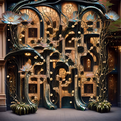 Art Nouveau Floral Facade QR Code Art — image 1