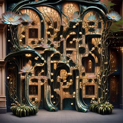 Art Nouveau Floral Facade QR Code Art