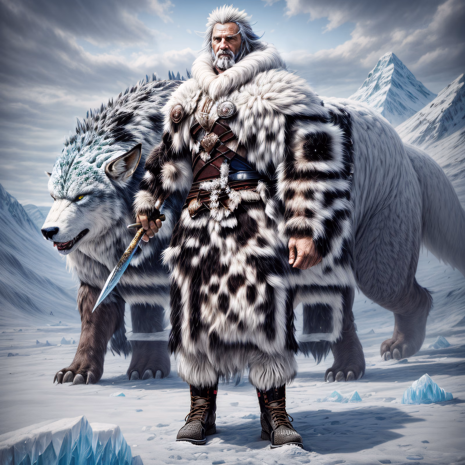 Варвар и гигантский зверь: фэнтези QR-код для постеров — изображение 1