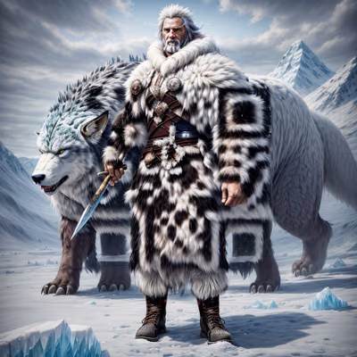 Варвар и гигантский зверь: фэнтези QR-код для постеров — изображение 1