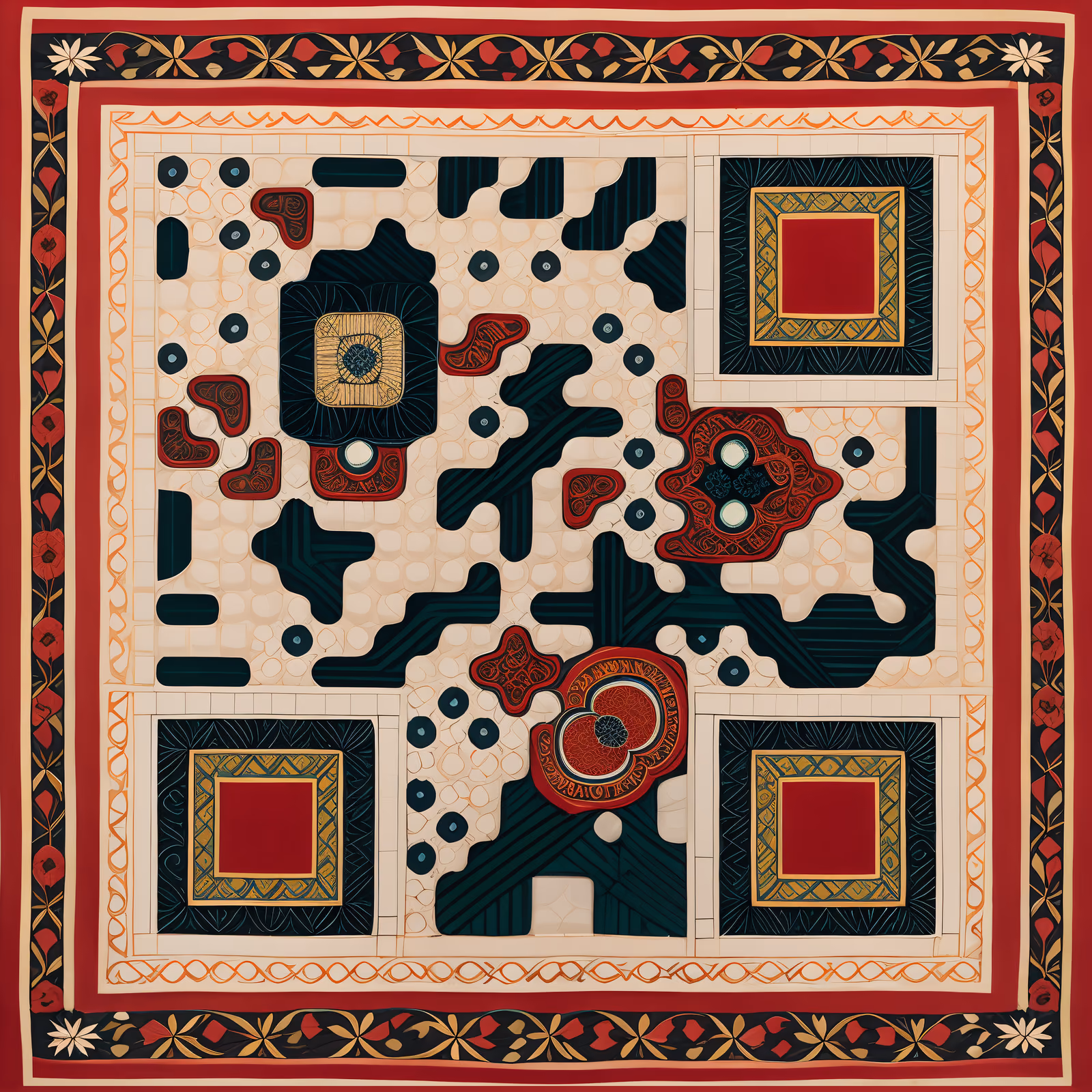 Suzani Embroidered Floral Pattern QR Code Art — image 1