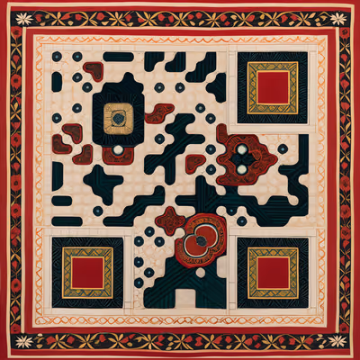 Suzani Embroidered Floral Pattern QR Code Art — image 1