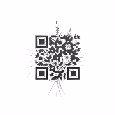 Rose Bouquet Ink Tattoo Flowers QR Code for Temporary Tattoos — image 1