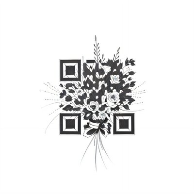 Rose Bouquet Ink Tattoo Flowers QR Code for Temporary Tattoos