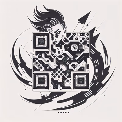 Circuit Chip and Woman Tattoo QR Code for Temporary Tattoos — image 1