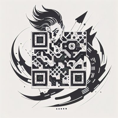 Circuit Chip and Woman Tattoo QR Code for Temporary Tattoos