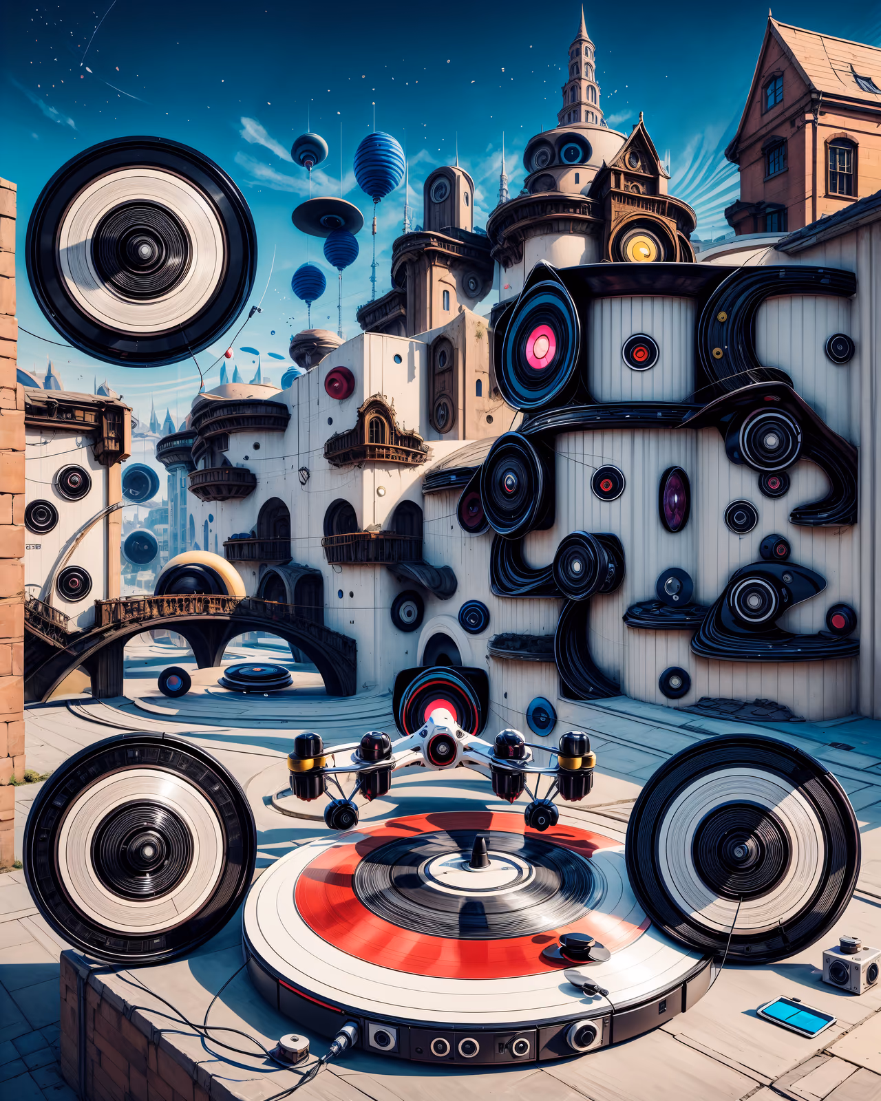Vinyl Record Surreal City QR Code for Posters — image 1