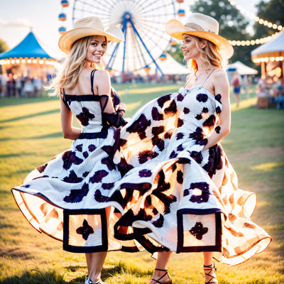 Dancing Women Country Fair Realism QR Code for Posters — image 1