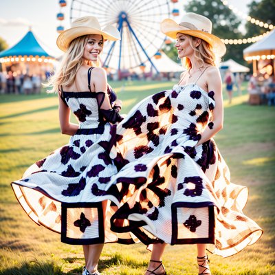 Dancing Women Country Fair Realism QR Code for Posters