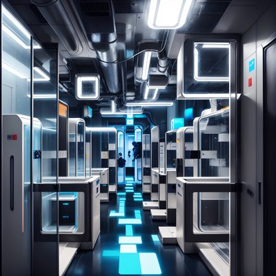 Cryo Lab Hallway Retrofuturism QR Code for Posters