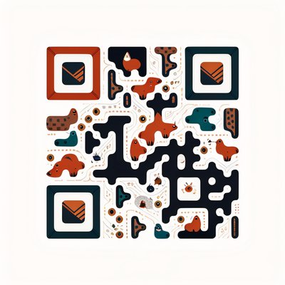Abstract Woodland Animals Vector QR Code for Stickers