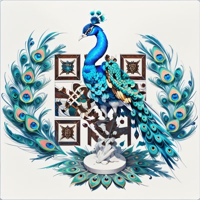 Peacock Crest Game Art QR Code for Posters