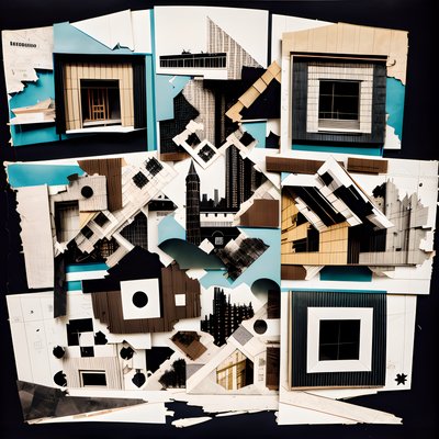 Surreal Architecture Paper Collage QR Code Art