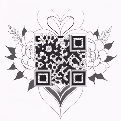 Peony Daisy Heart Tattoo Ink Flowers QR Code for Temporary Tattoos — image 1