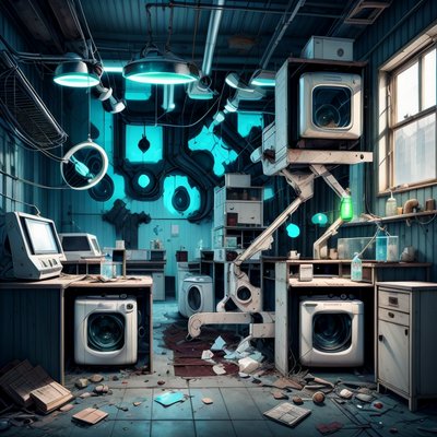 Abandoned Laboratory Digital Painting QR Code for Posters