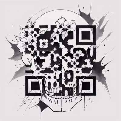 Floral Skull Ink Tattoo QR Code for Temporary Tattoos — image 1