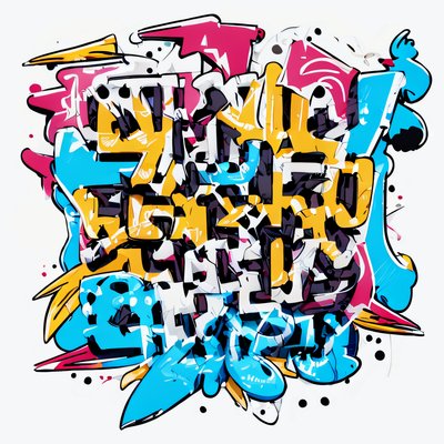 Bright Graffiti Lettering QR Code for Stickers