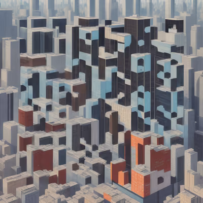 Dense Skyscraper Cityscape Vector QR Code Art — image 1