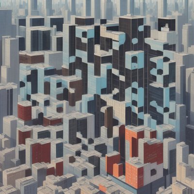 Dense Skyscraper Cityscape Vector QR Code Art