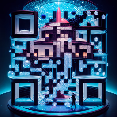 Сюрреальная светящаяся обсерватория, 3D QR-код для постеров — изображение 1