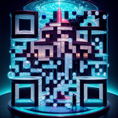 Surreal Glowing Observatory 3D QR Code for Posters