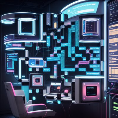 Neon Data Terminal Retrofuturism QR Code for Posters