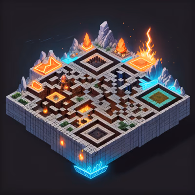 Isometric Dwarf Forge Fantasy QR Code Poster — image 1
