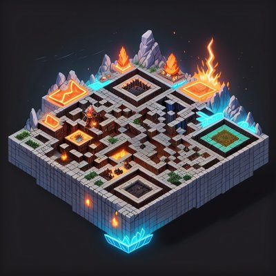 Isometric Dwarf Forge Fantasy QR Code Poster