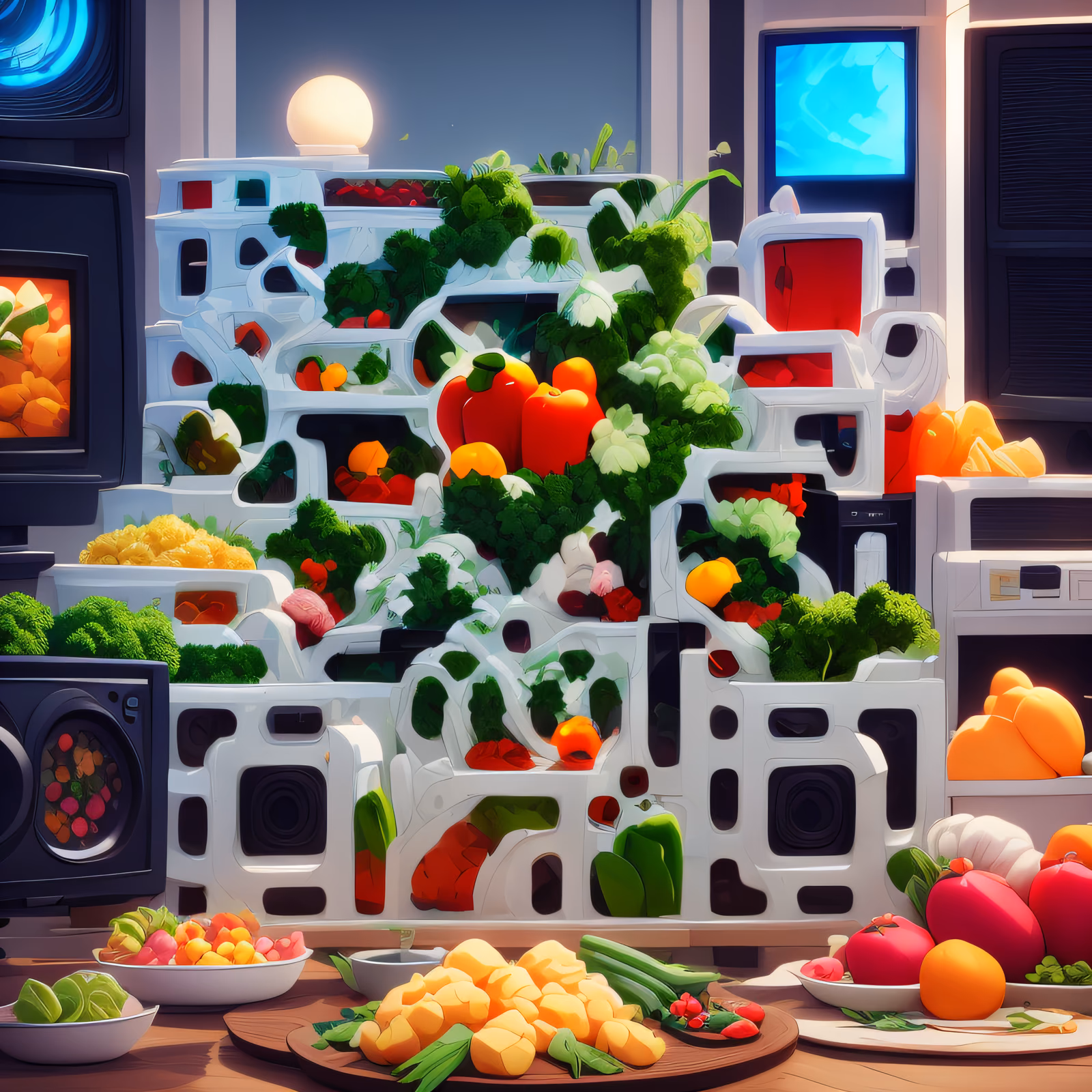 Vegetable Kitchen 3D Render QR Code for Restaurant Menus — image 1