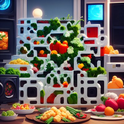 Vegetable Kitchen 3D Render QR Code for Restaurant Menus