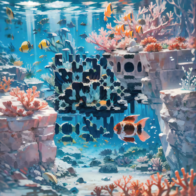 Coral Reef Fish Digital Painting QR Code Art — image 1